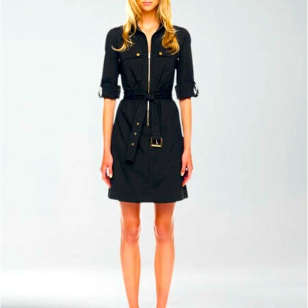 Michael kors zippered belted shirt dress